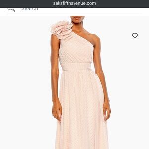 Mac Duggal One Shoulder Polka Dot Evening Gown - Pink